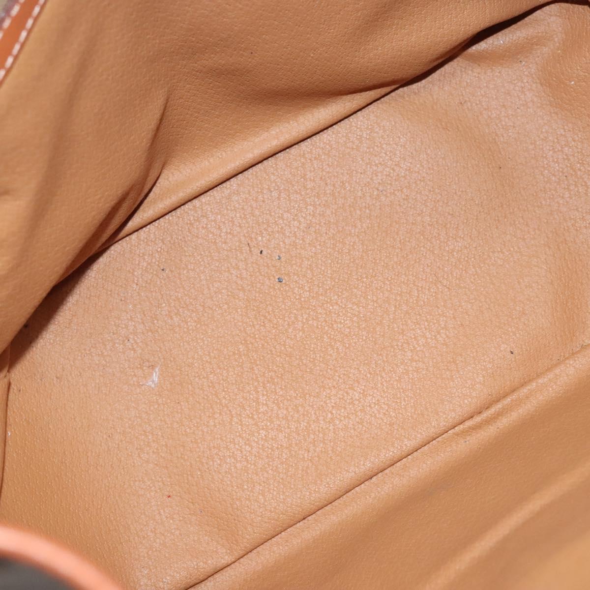 CELINE Macadam Canvas Backpack PVC Leather Brown Gold Auth sw678