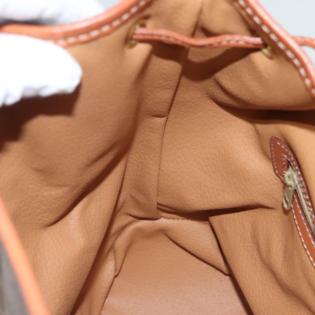 CELINE Macadam Canvas Backpack PVC Leather Brown Gold Auth sw678