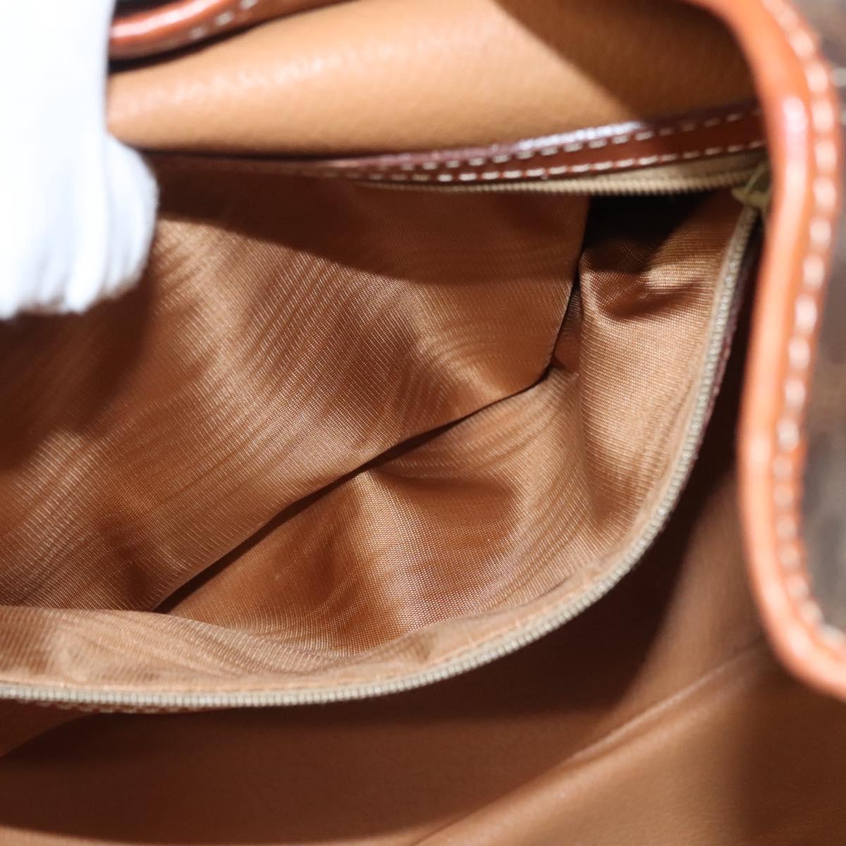 CELINE Macadam Canvas Backpack PVC Leather Brown Gold Auth sw678