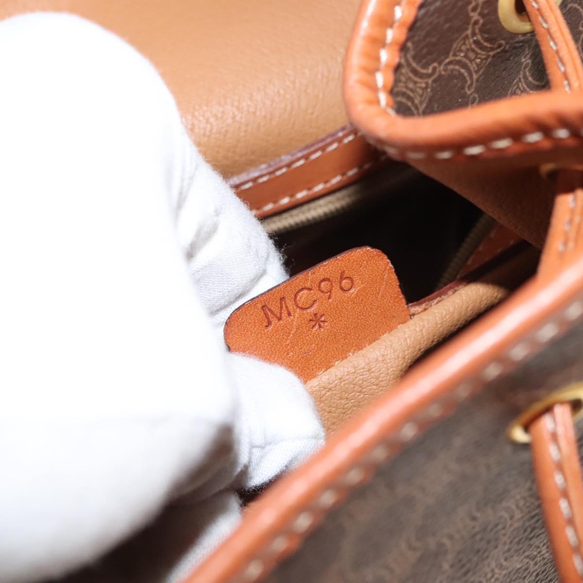 CELINE Macadam Canvas Backpack PVC Leather Brown Gold Auth sw678