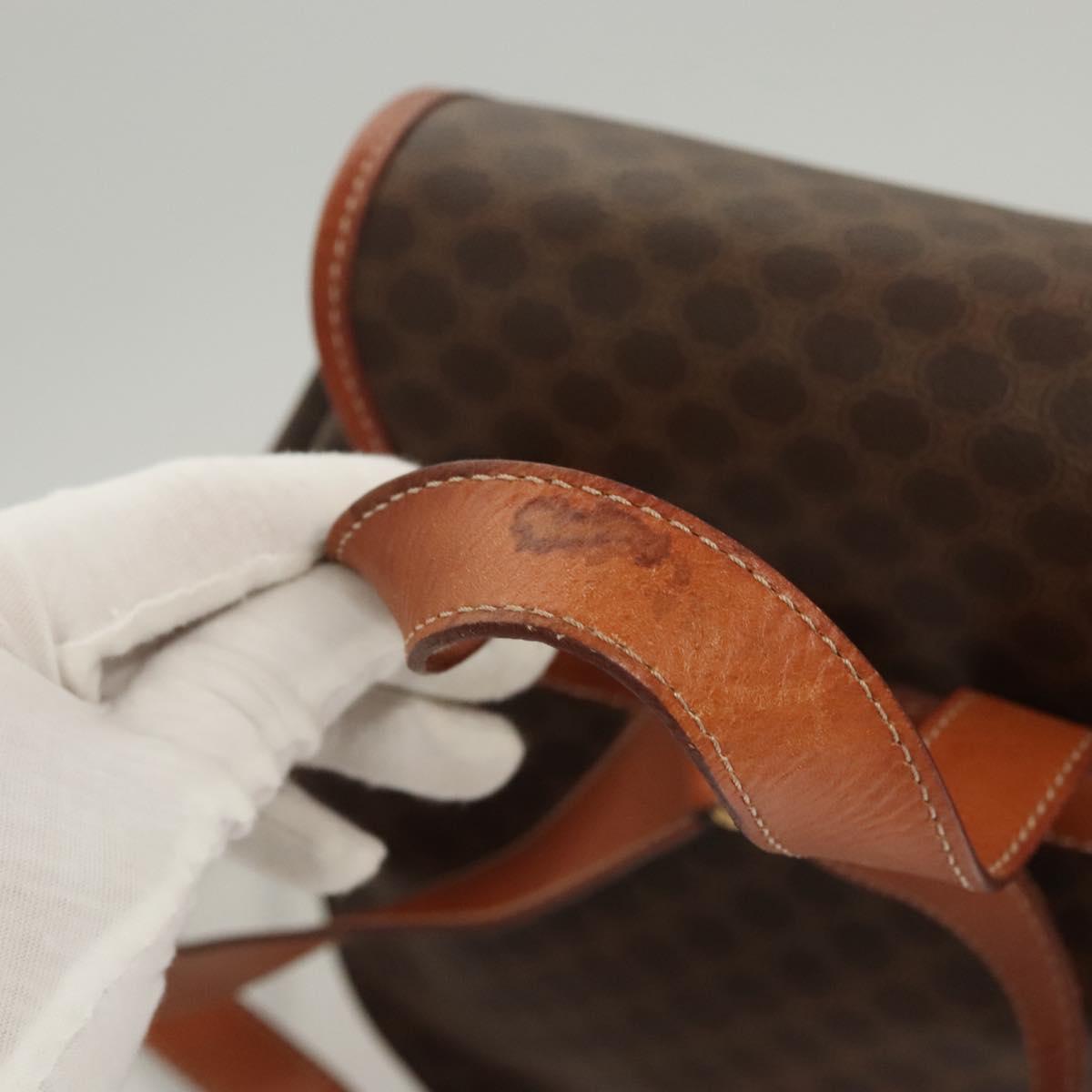 CELINE Macadam Canvas Backpack PVC Leather Brown Gold Auth sw678