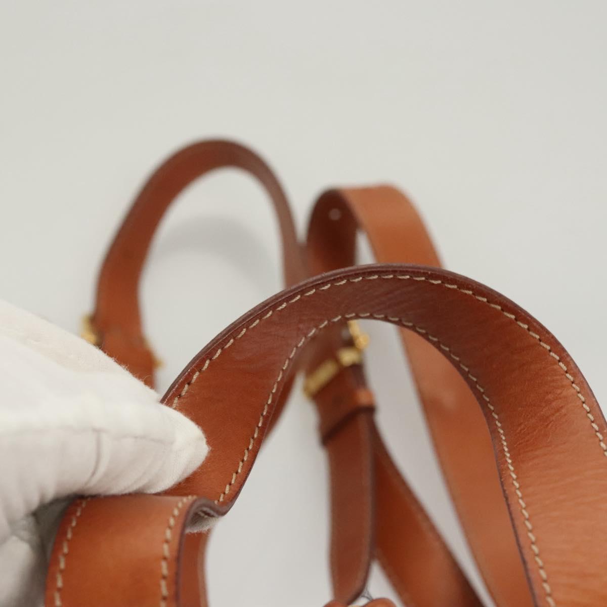 CELINE Macadam Canvas Backpack PVC Leather Brown Gold Auth sw678