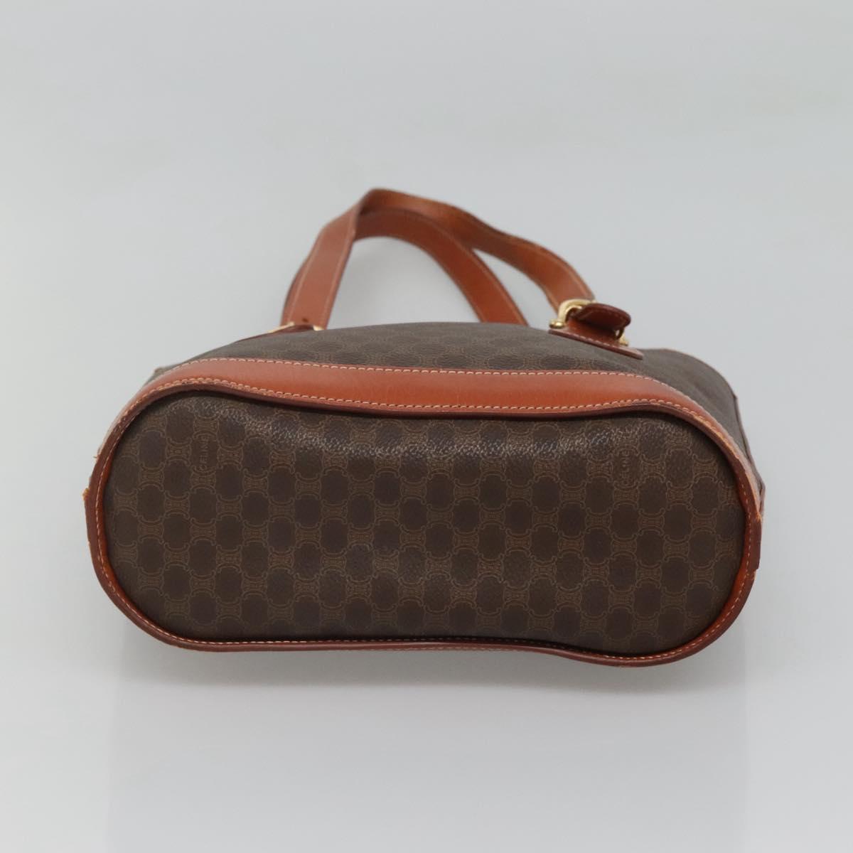 CELINE Macadam Canvas Shoulder Bag PVC Leather Brown Gold Auth sw680