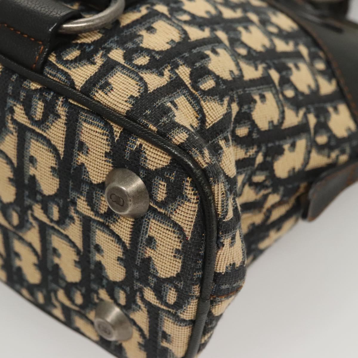 Christian Dior Trotter Canvas Hand Bag Navy Silver Auth sw686