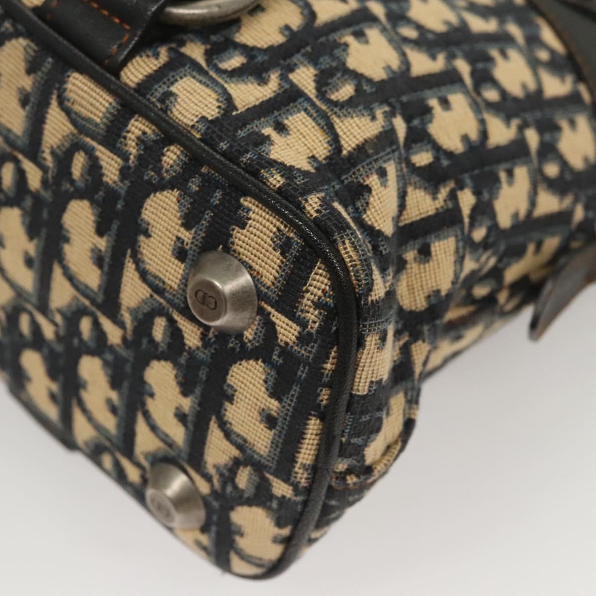 Christian Dior Trotter Canvas Hand Bag Navy Silver Auth sw686