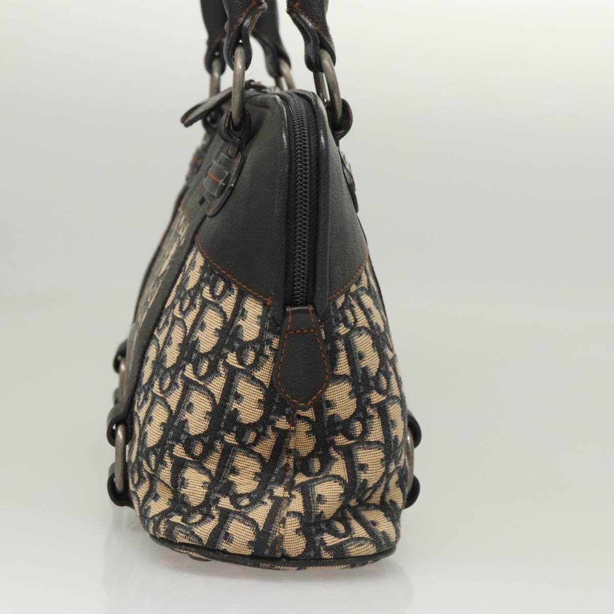 Christian Dior Trotter Canvas Hand Bag Navy Silver Auth sw686