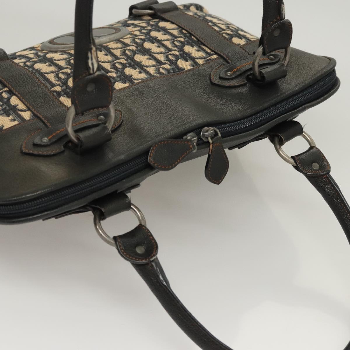 Christian Dior Trotter Canvas Hand Bag Navy Silver Auth sw686