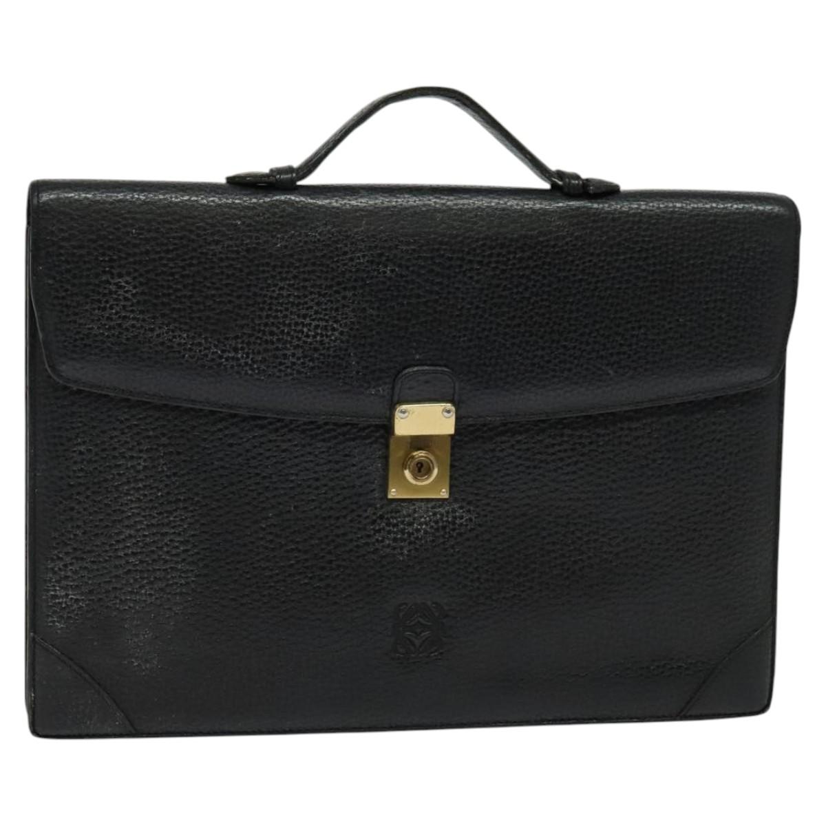 LOEWE Anagram Business Bag Leather Black Gold Auth sw696