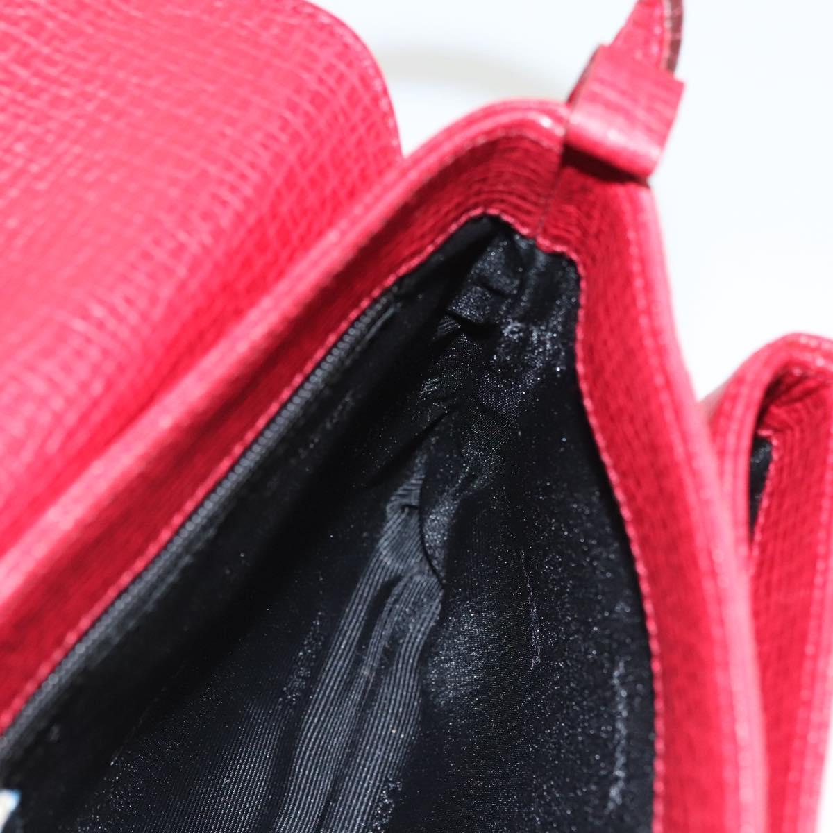 LOEWE Anagram Shoulder Bag Suede Leather Red Gold Auth sw697