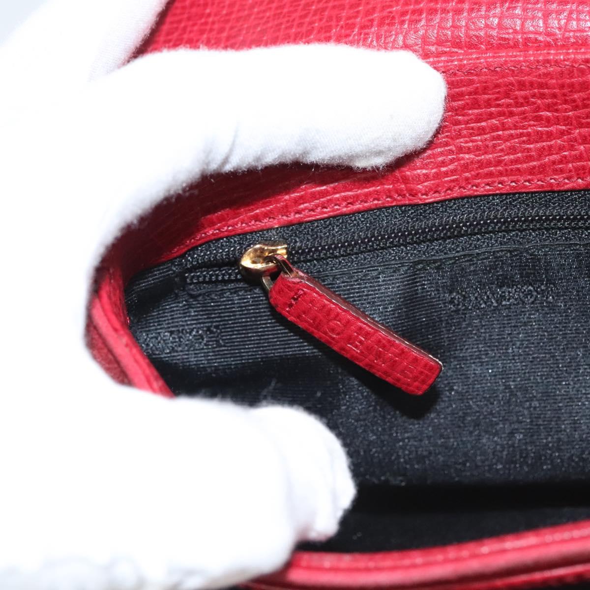 LOEWE Anagram Shoulder Bag Suede Leather Red Gold Auth sw697