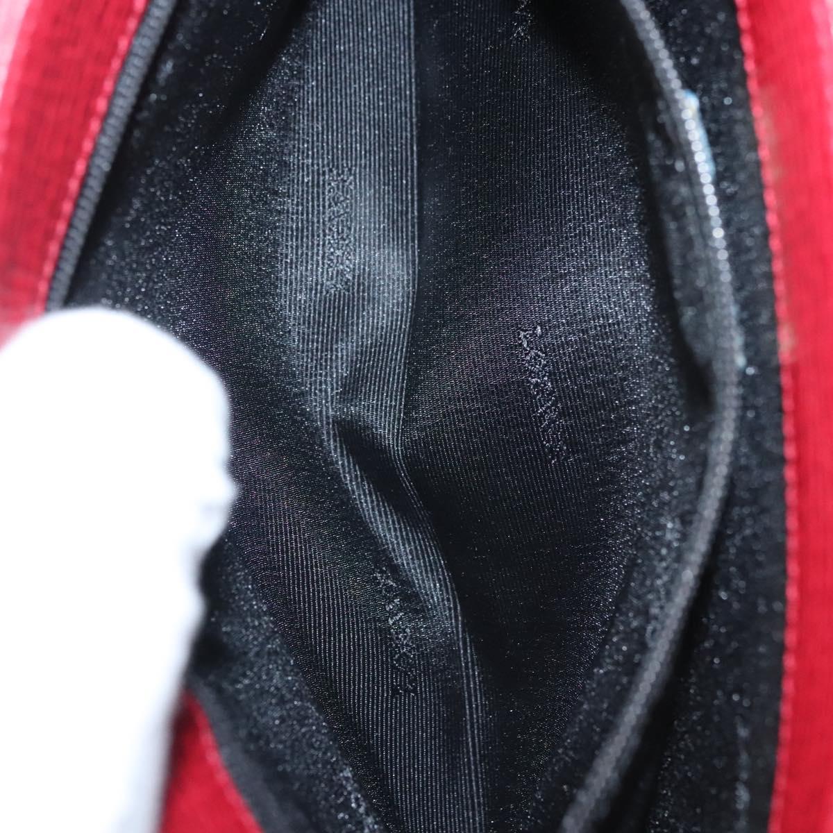 LOEWE Anagram Shoulder Bag Suede Leather Red Gold Auth sw697