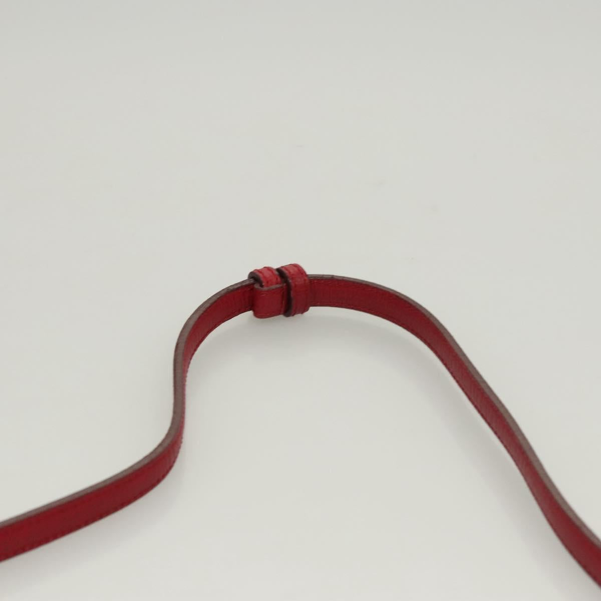 LOEWE Anagram Shoulder Bag Suede Leather Red Gold Auth sw697