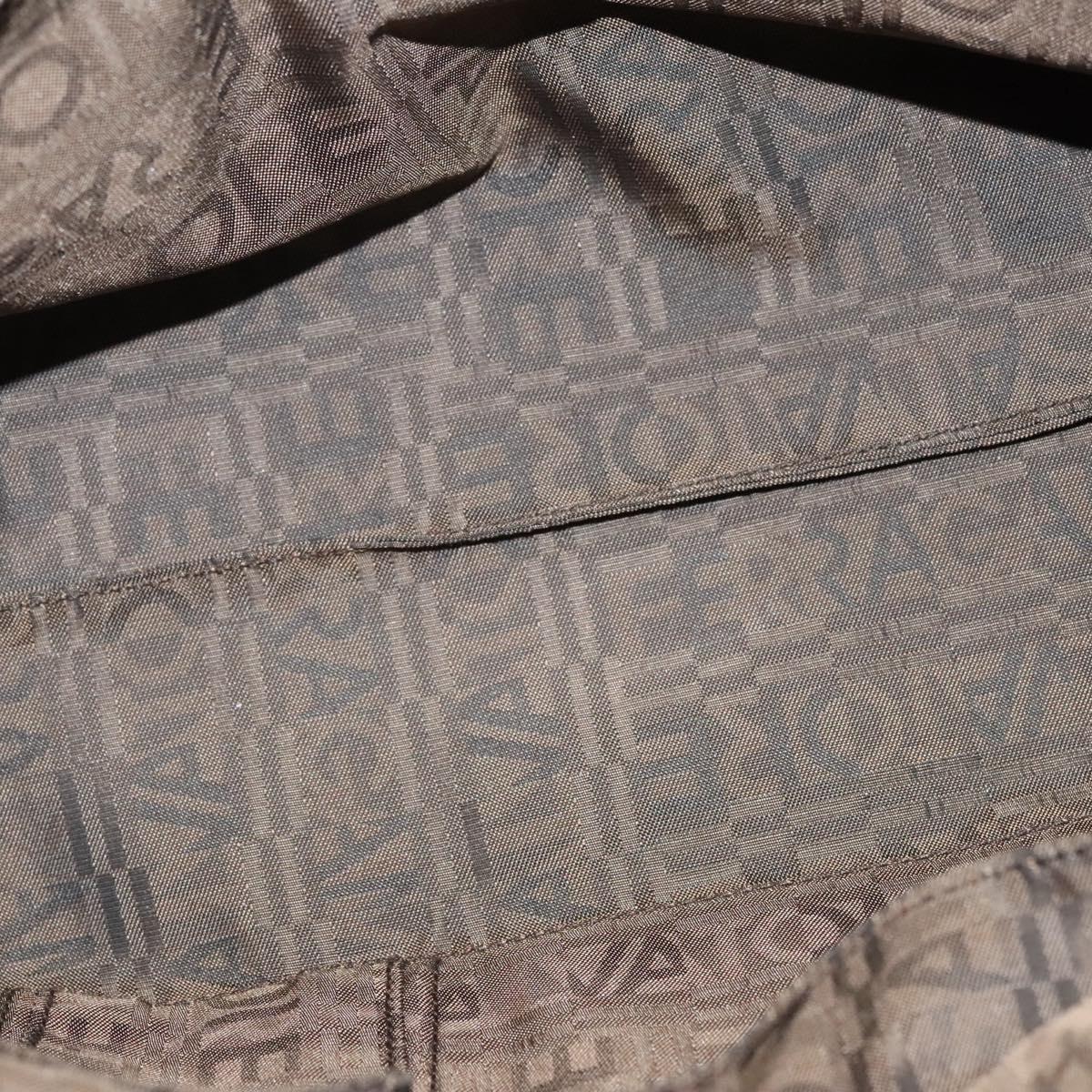 Salvatore Ferragamo Hand Bag Canvas Navy Silver Auth sw699