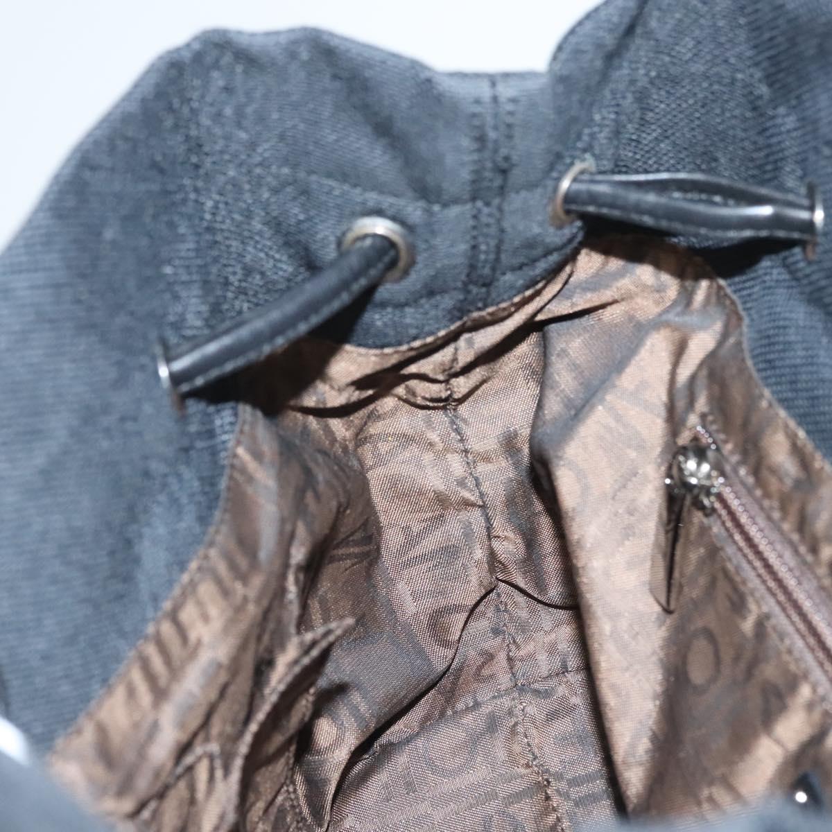 Salvatore Ferragamo Hand Bag Canvas Navy Silver Auth sw699