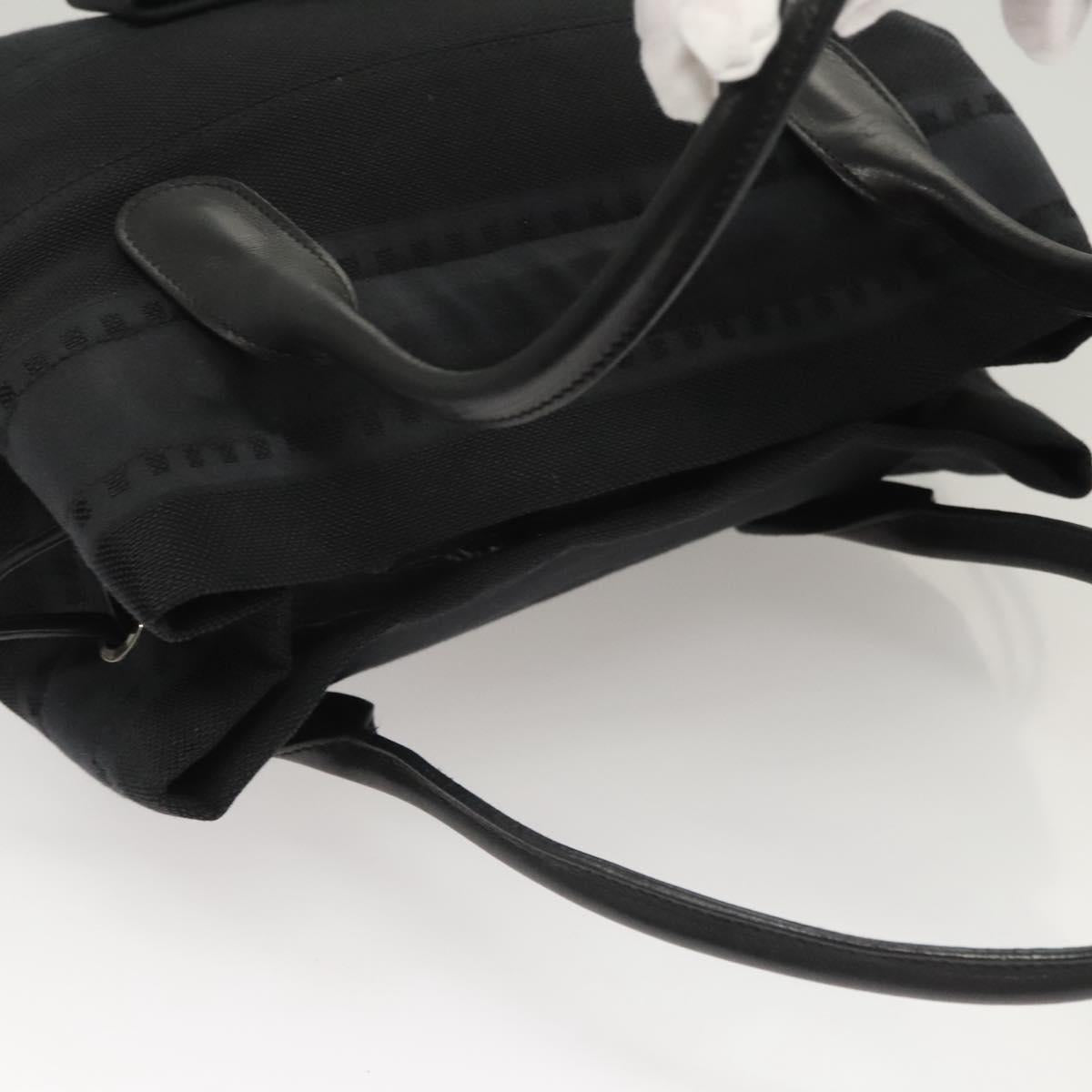 Salvatore Ferragamo Hand Bag Canvas Navy Silver Auth sw699