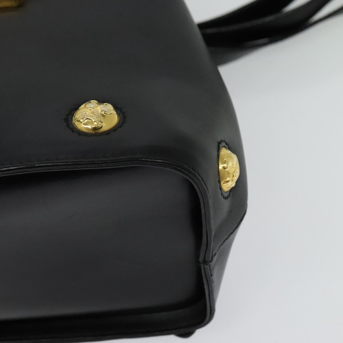 Salvatore Ferragamo Backpack Leather Black Gold Auth sw700
