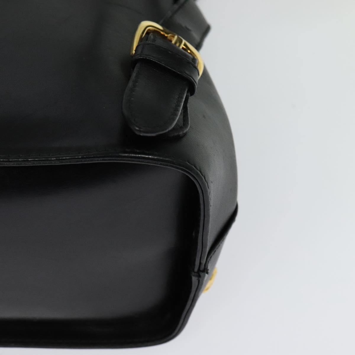 Salvatore Ferragamo Backpack Leather Black Gold Auth sw700