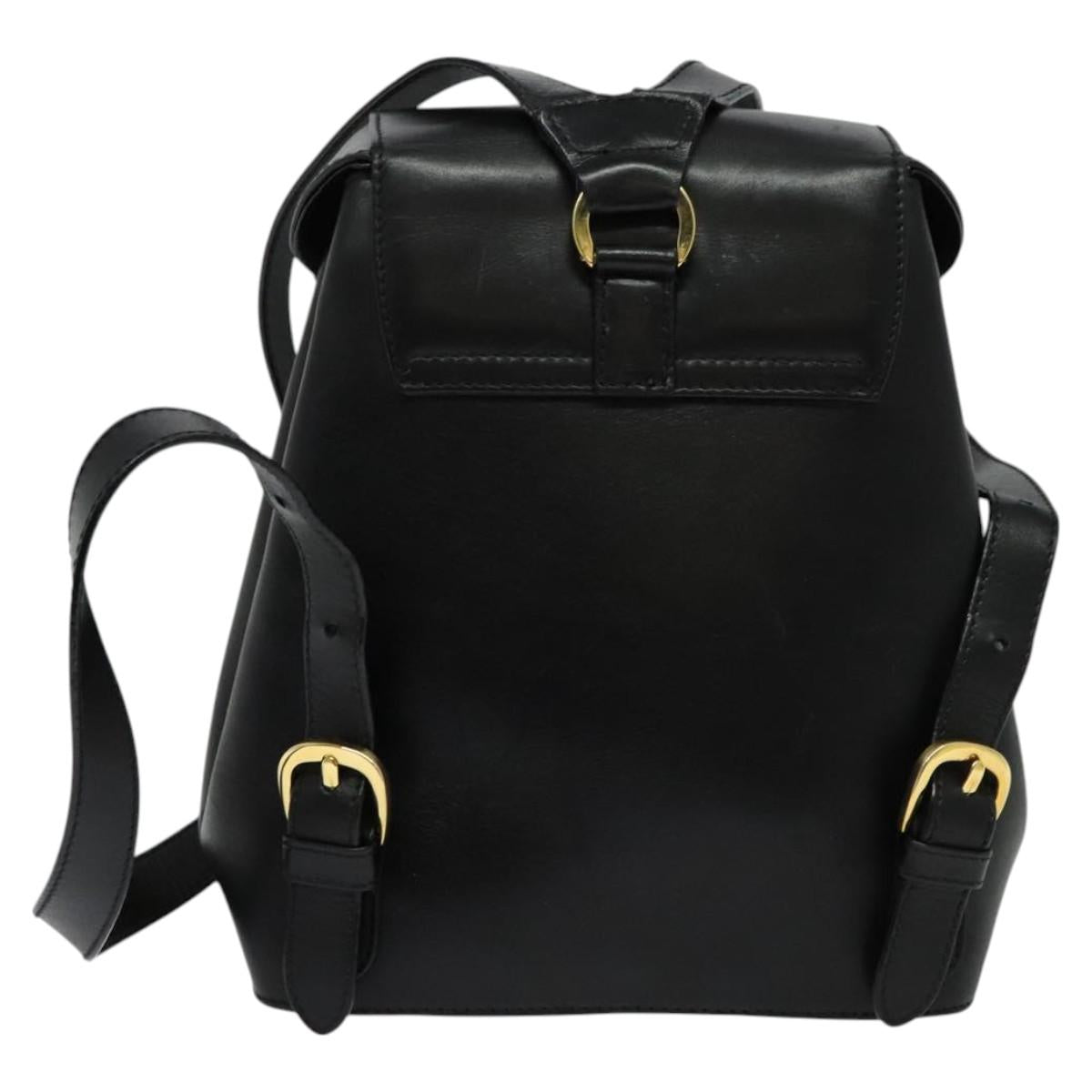 Salvatore Ferragamo Backpack Leather Black Gold Auth sw700