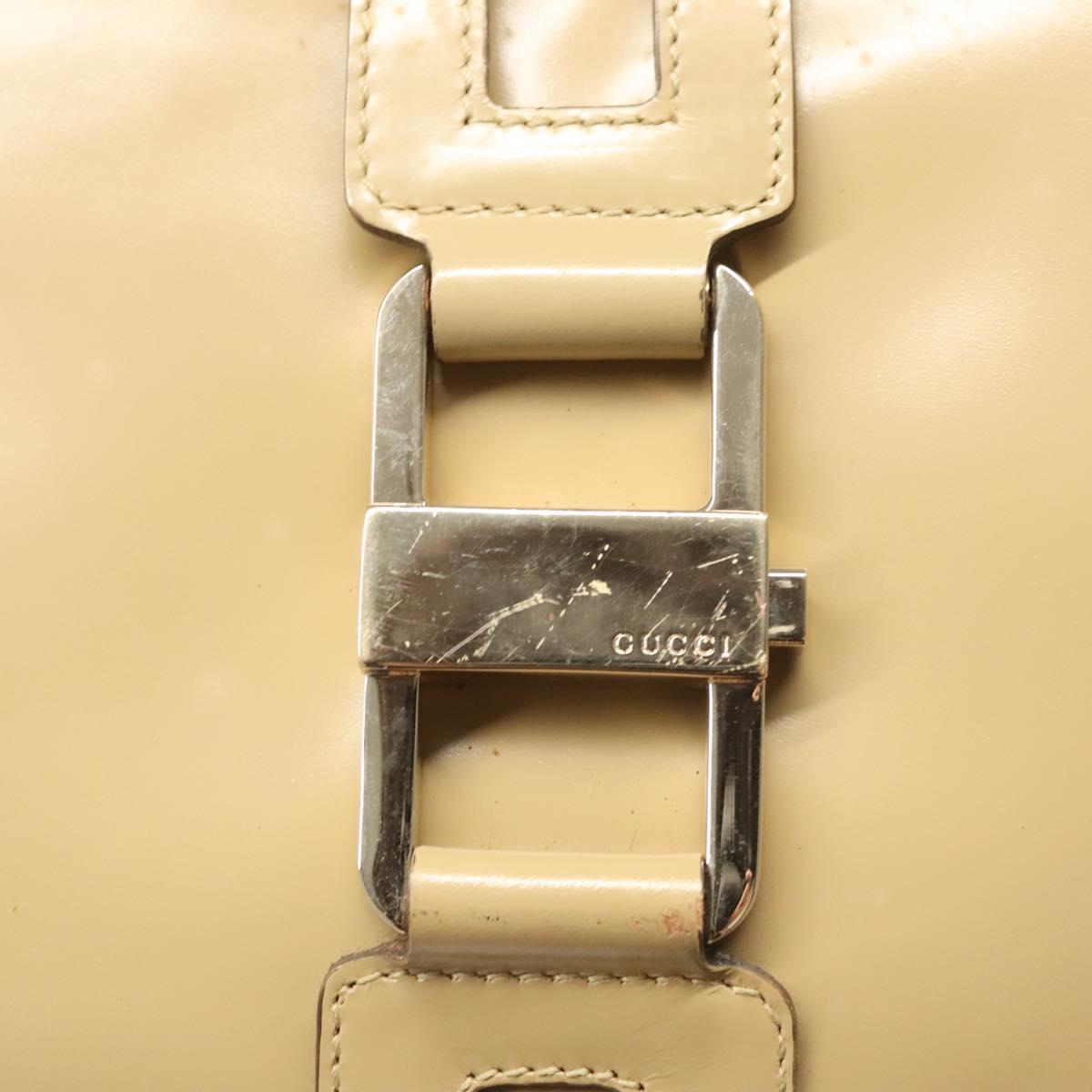 GUCCI Hand Bag Leather Beige Gold 001 4150 Auth sw703
