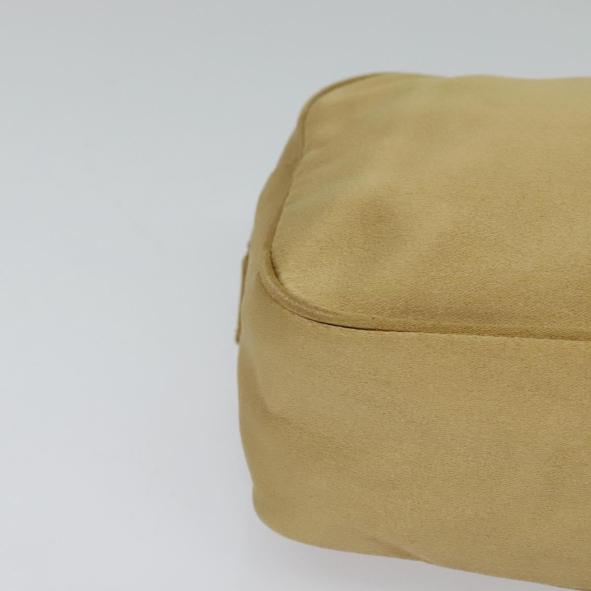 PRADA Pouch Satin Beige Silver Auth sw718