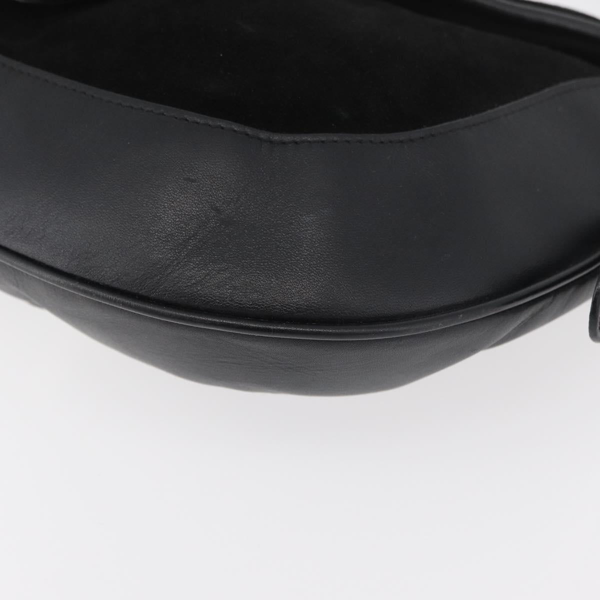 BALLY Shoulder Bag Suede Leather Black Silver Auth sw721A
