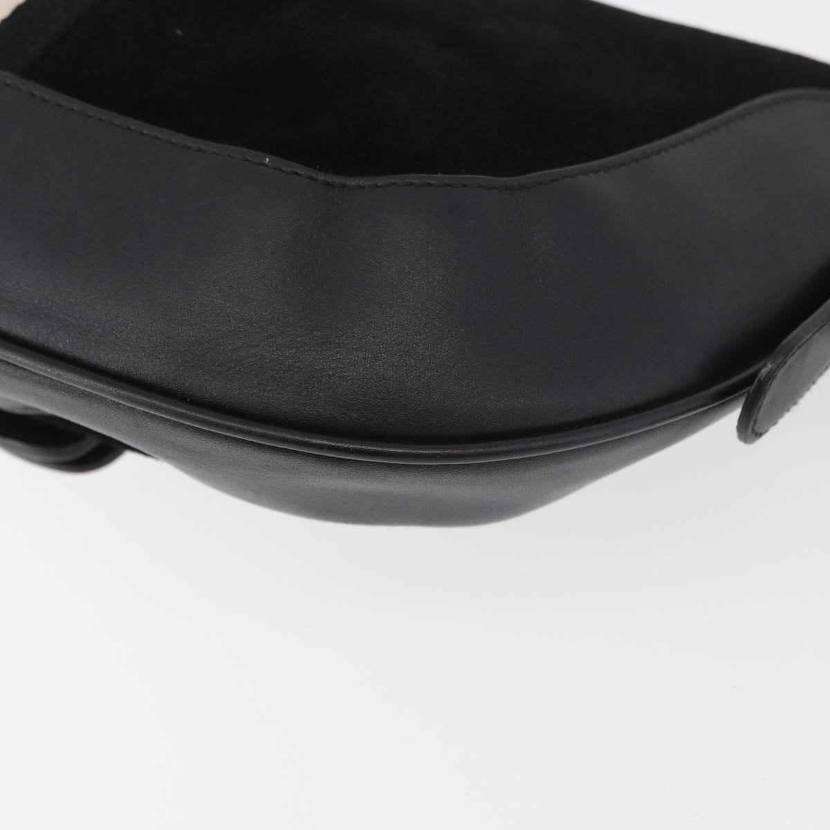 BALLY Shoulder Bag Suede Leather Black Silver Auth sw721A