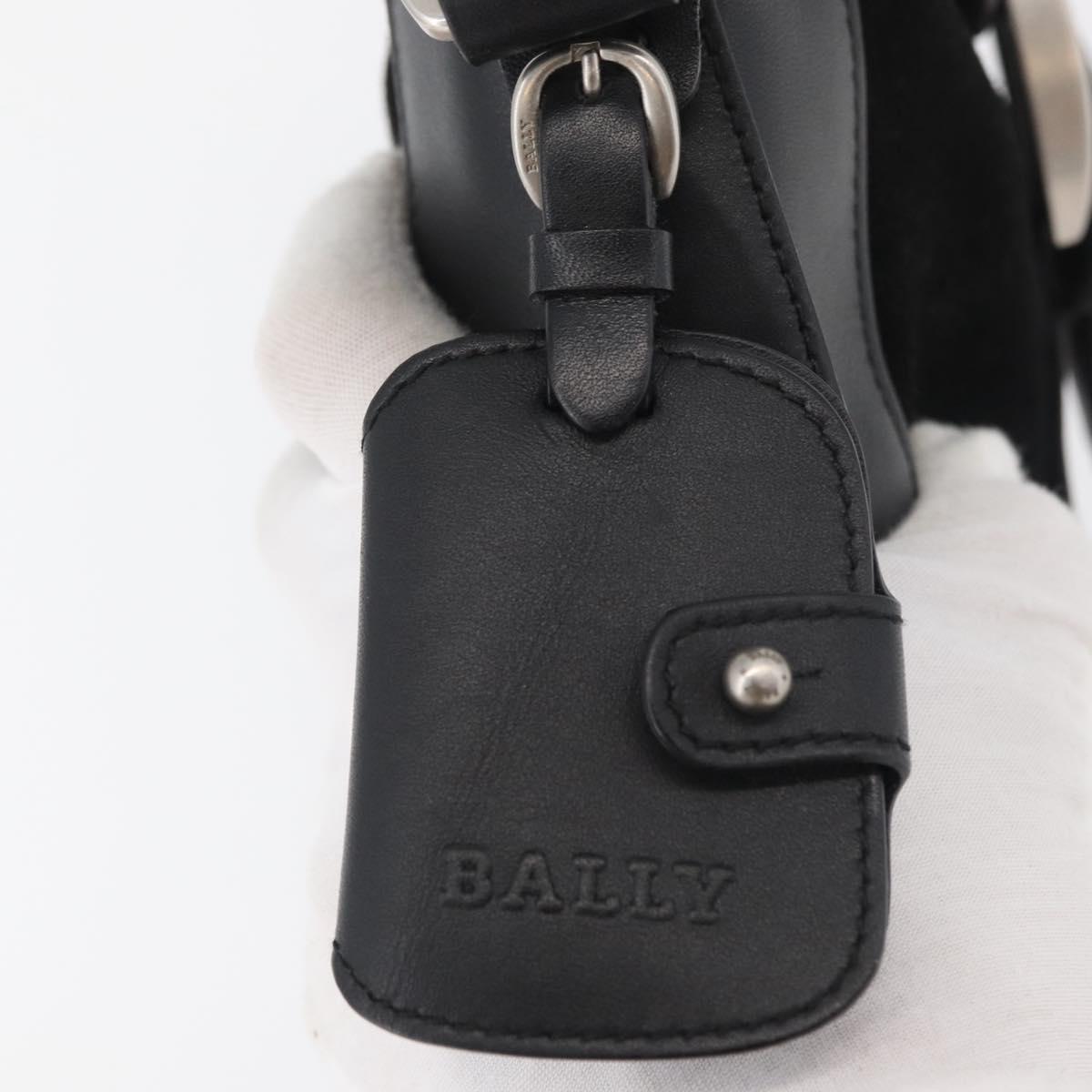 BALLY Shoulder Bag Suede Leather Black Silver Auth sw721A
