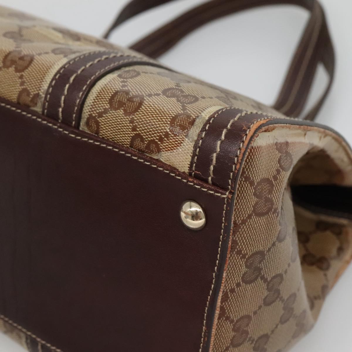 GUCCI GG Crystal Hand Bag Coated Canvas Beige Gold 181490 Auth sw731