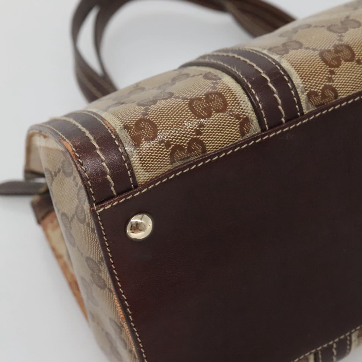 GUCCI GG Crystal Hand Bag Coated Canvas Beige Gold 181490 Auth sw731