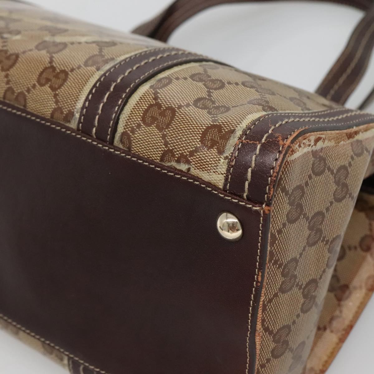 GUCCI GG Crystal Hand Bag Coated Canvas Beige Gold 181490 Auth sw731