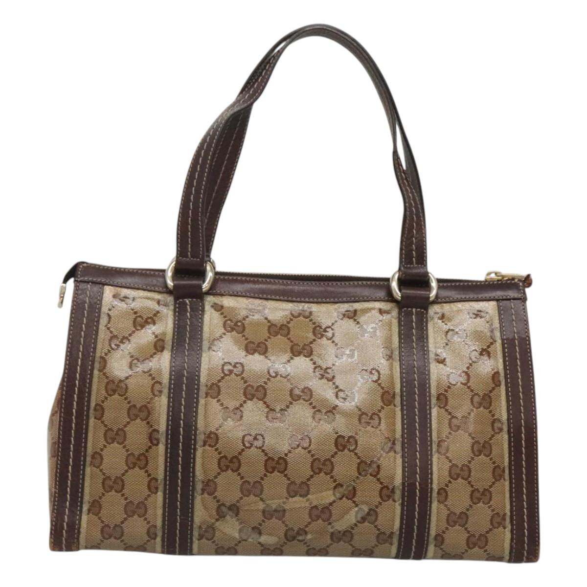 GUCCI GG Crystal Hand Bag Coated Canvas Beige Gold 181490 Auth sw731