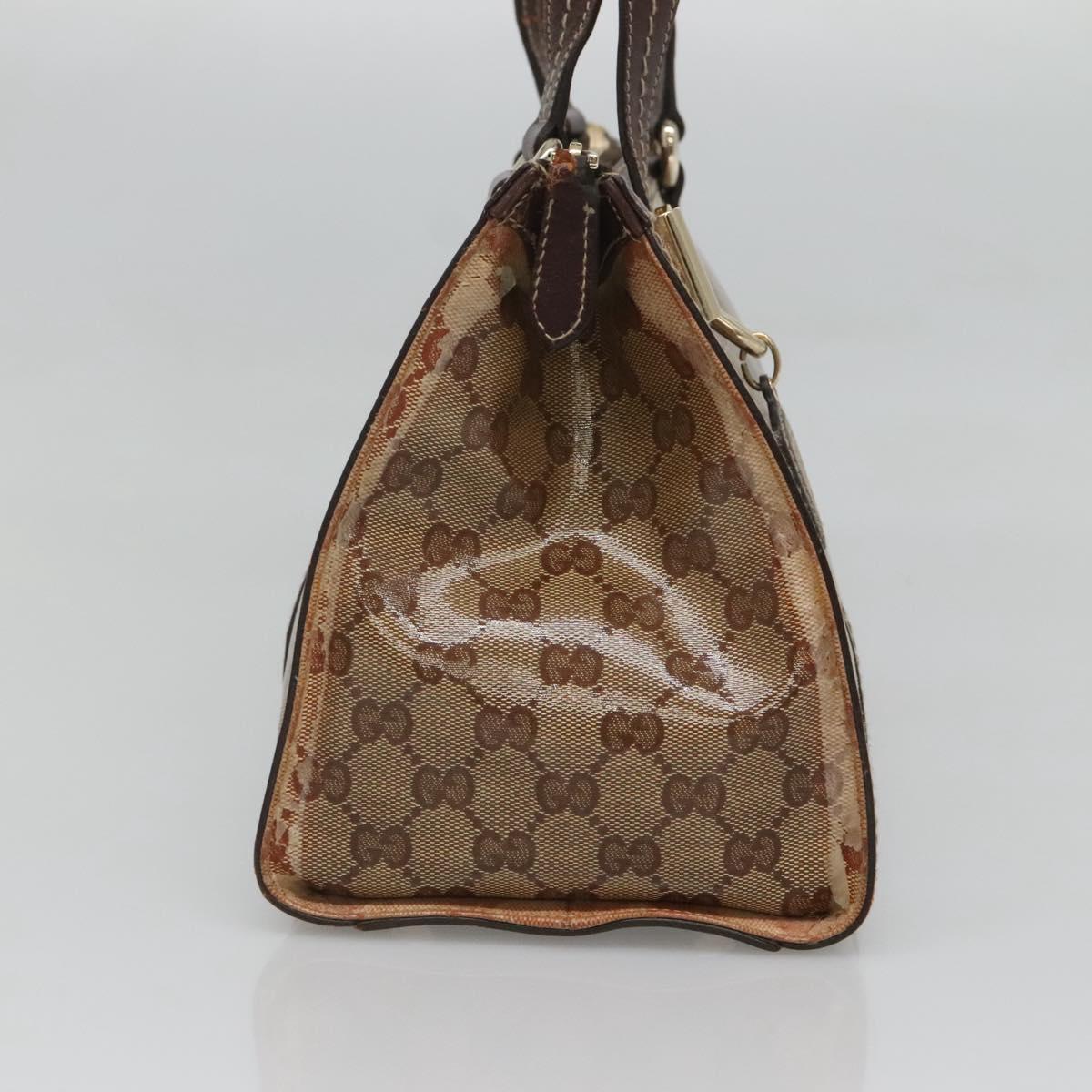 GUCCI GG Crystal Hand Bag Coated Canvas Beige Gold 181490 Auth sw731