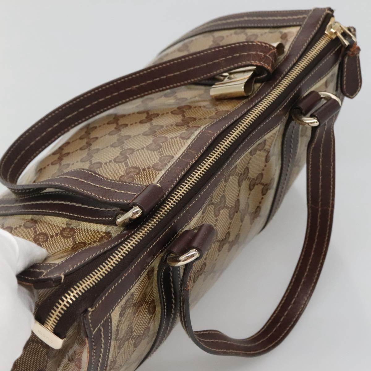 GUCCI GG Crystal Hand Bag Coated Canvas Beige Gold 181490 Auth sw731