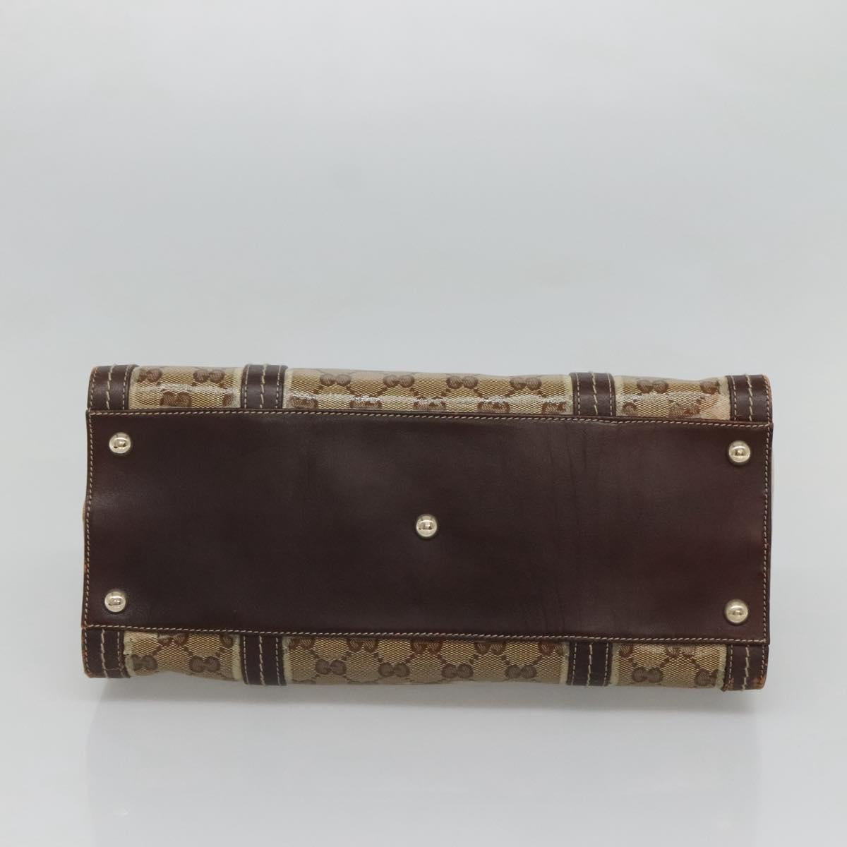 GUCCI GG Crystal Hand Bag Coated Canvas Beige Gold 181490 Auth sw731