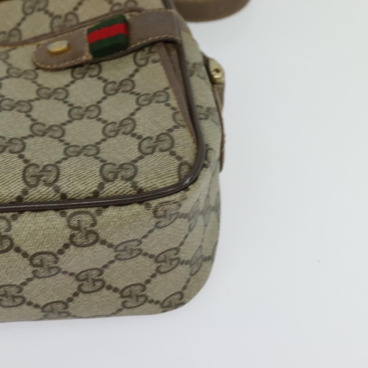 GUCCI GG Supreme Web Sherry Line Bag PVC Beige Gold 904 02 049 Auth sw732