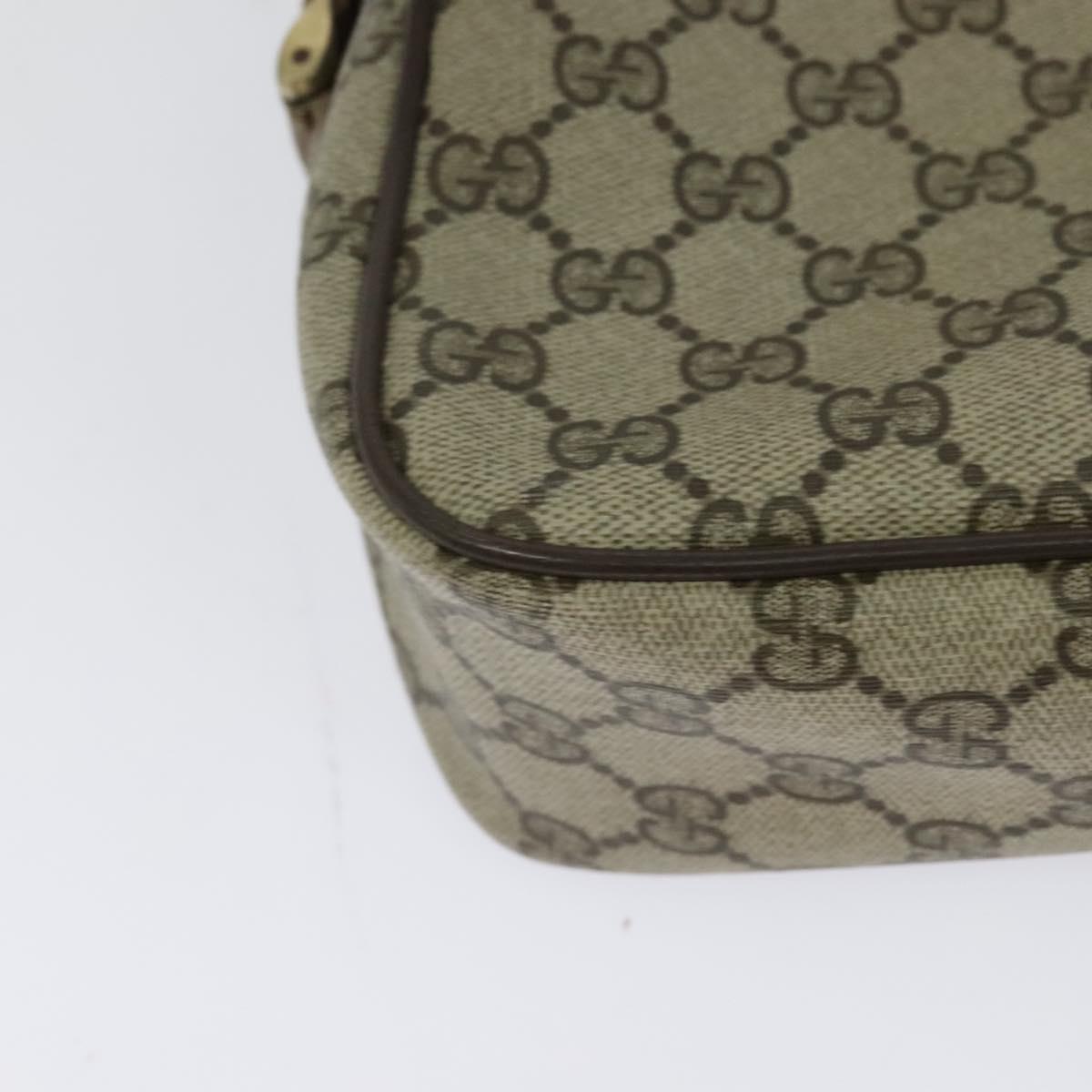 GUCCI GG Supreme Web Sherry Line Bag PVC Beige Gold 904 02 049 Auth sw732