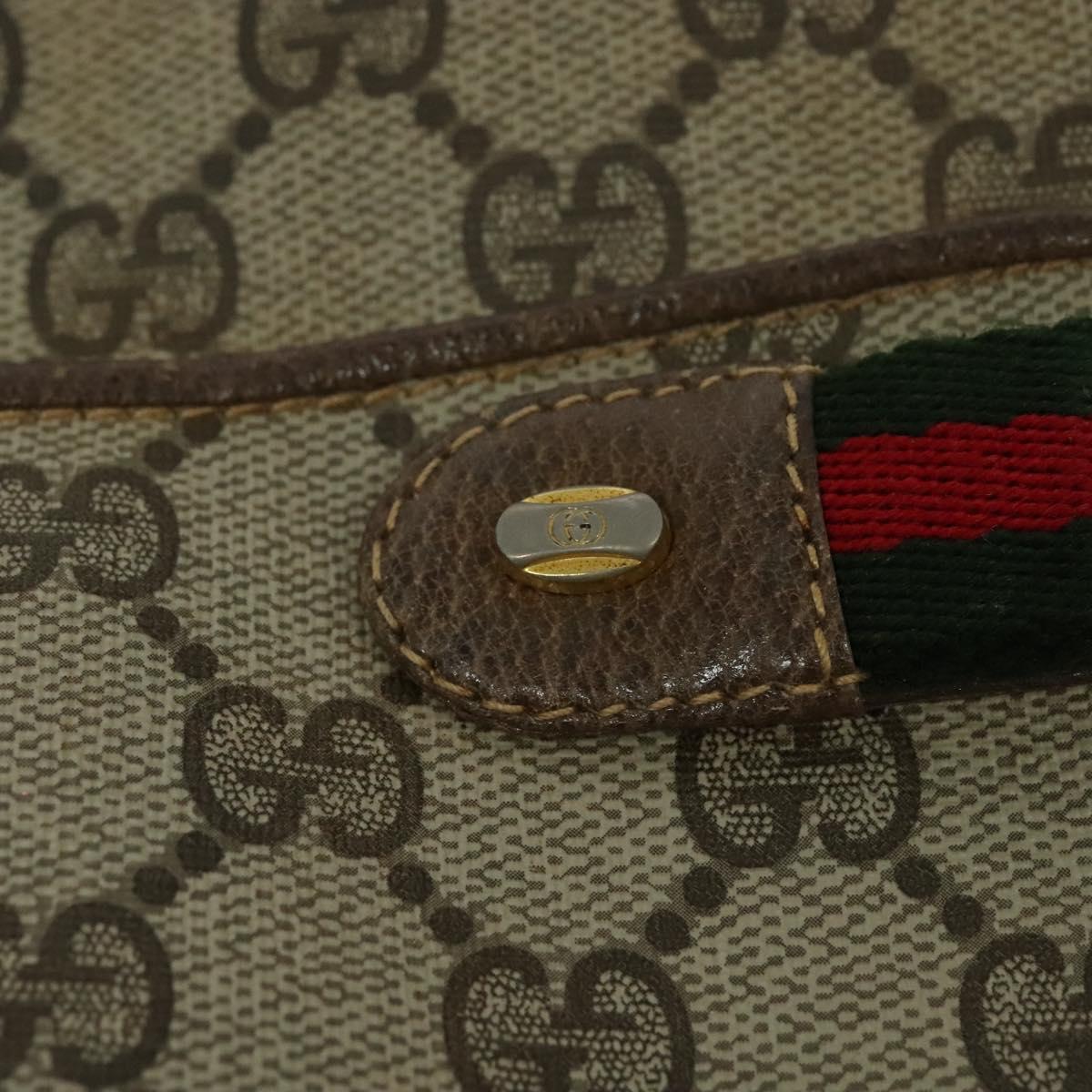 GUCCI GG Supreme Web Sherry Line Bag PVC Beige Gold 904 02 049 Auth sw732