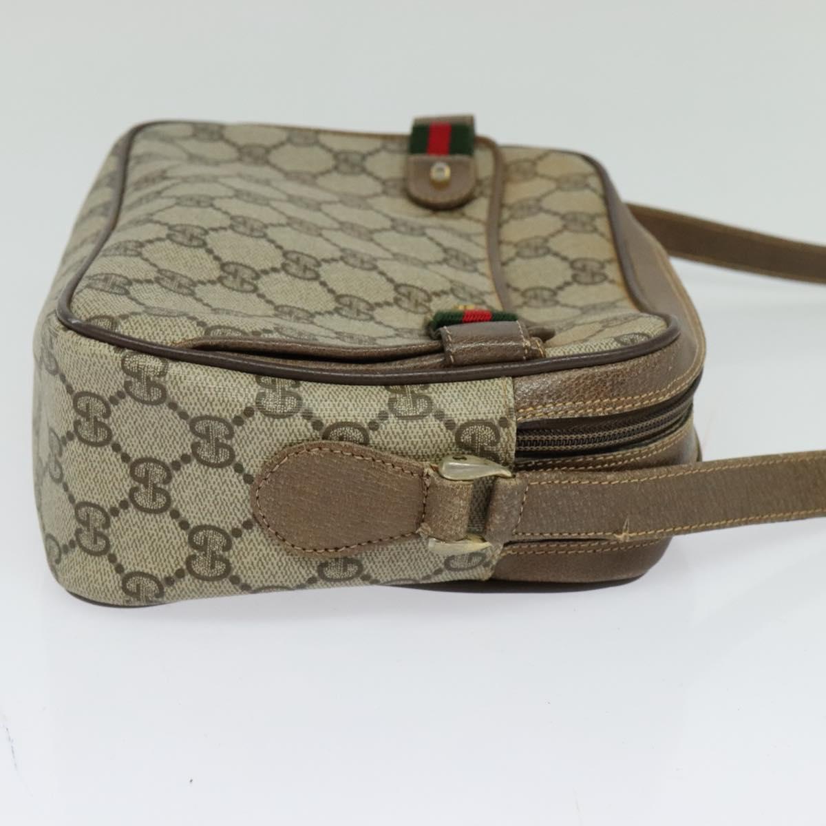 GUCCI GG Supreme Web Sherry Line Bag PVC Beige Gold 904 02 049 Auth sw732
