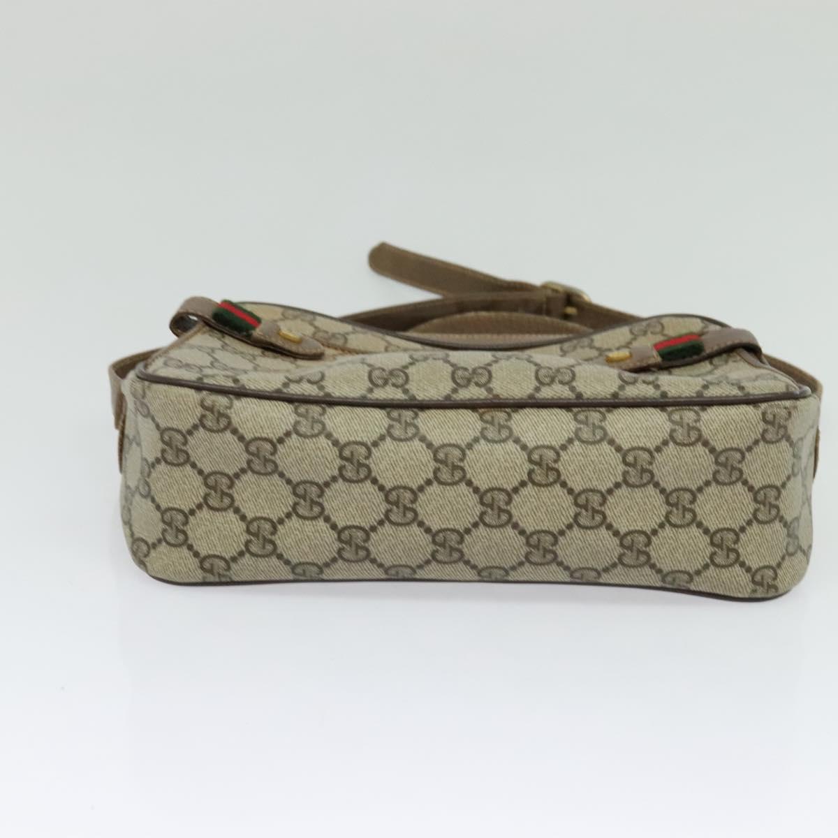 GUCCI GG Supreme Web Sherry Line Bag PVC Beige Gold 904 02 049 Auth sw732
