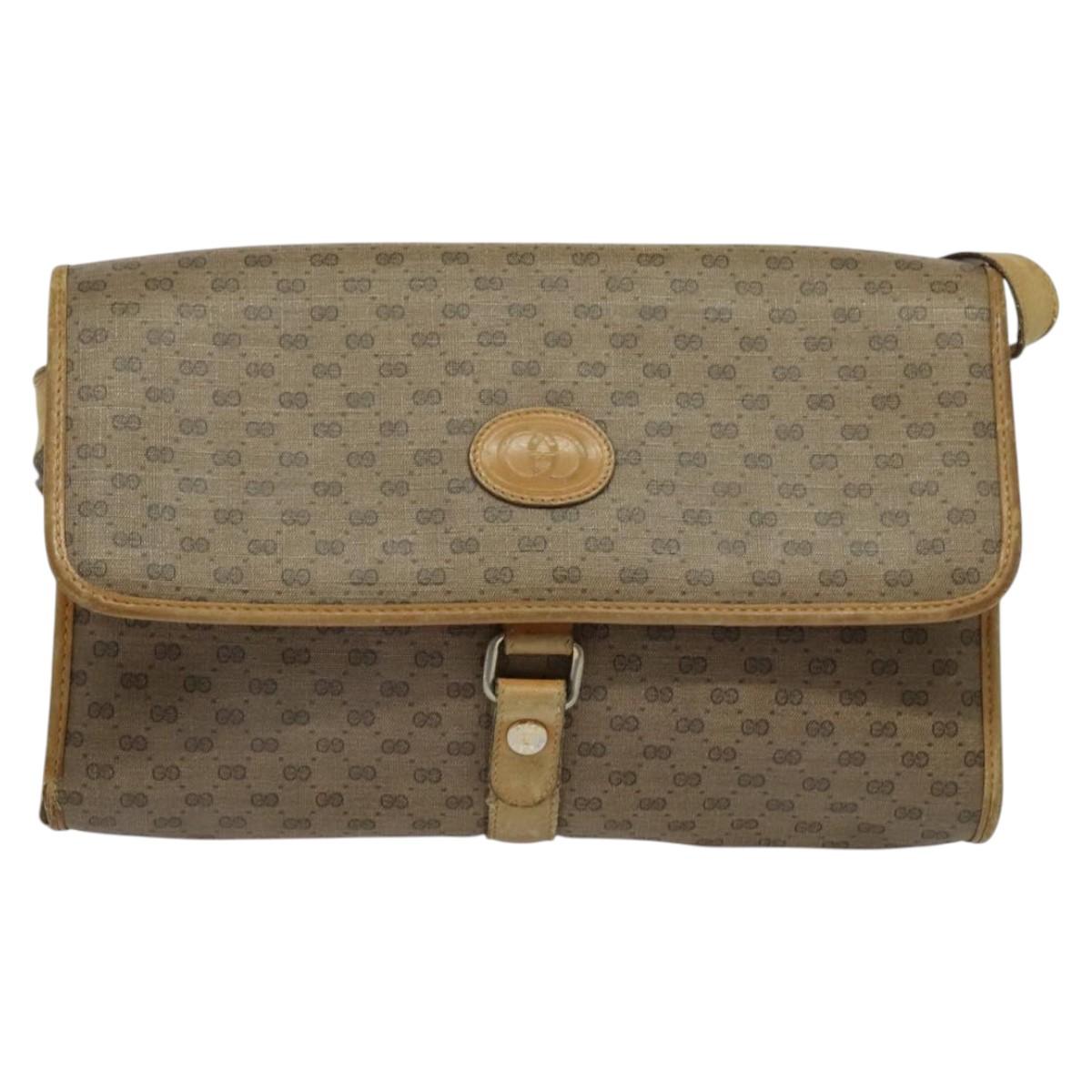 GUCCI Micro GG Supreme Shoulder Bag PVC Beige Gold 001 115 2681 Auth sw738