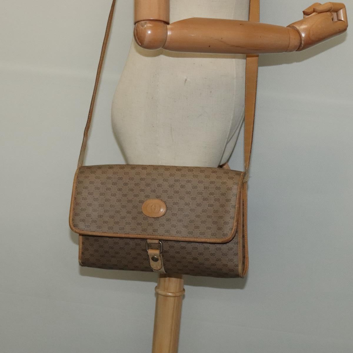 GUCCI Micro GG Supreme Shoulder Bag PVC Beige Gold 001 115 2681 Auth sw738