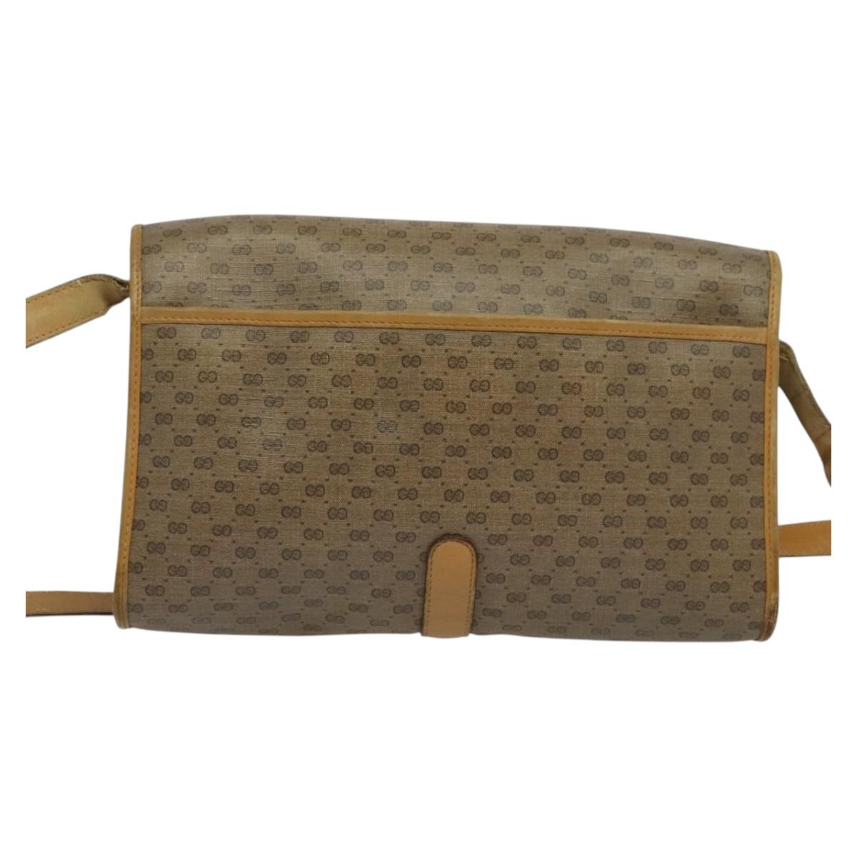 GUCCI Micro GG Supreme Shoulder Bag PVC Beige Gold 001 115 2681 Auth sw738