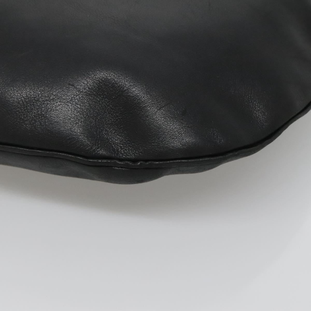 GUCCI Shoulder Bag Leather Black Silver 001 1206 Auth sw739