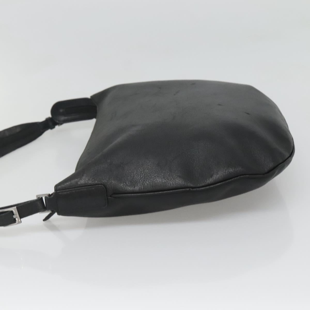 GUCCI Shoulder Bag Leather Black Silver 001 1206 Auth sw739