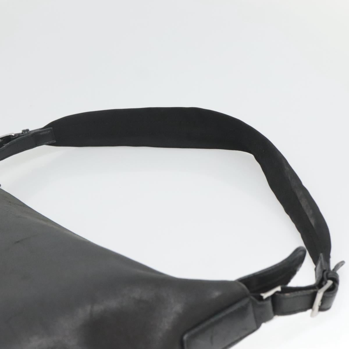 GUCCI Shoulder Bag Leather Black Silver 001 1206 Auth sw739