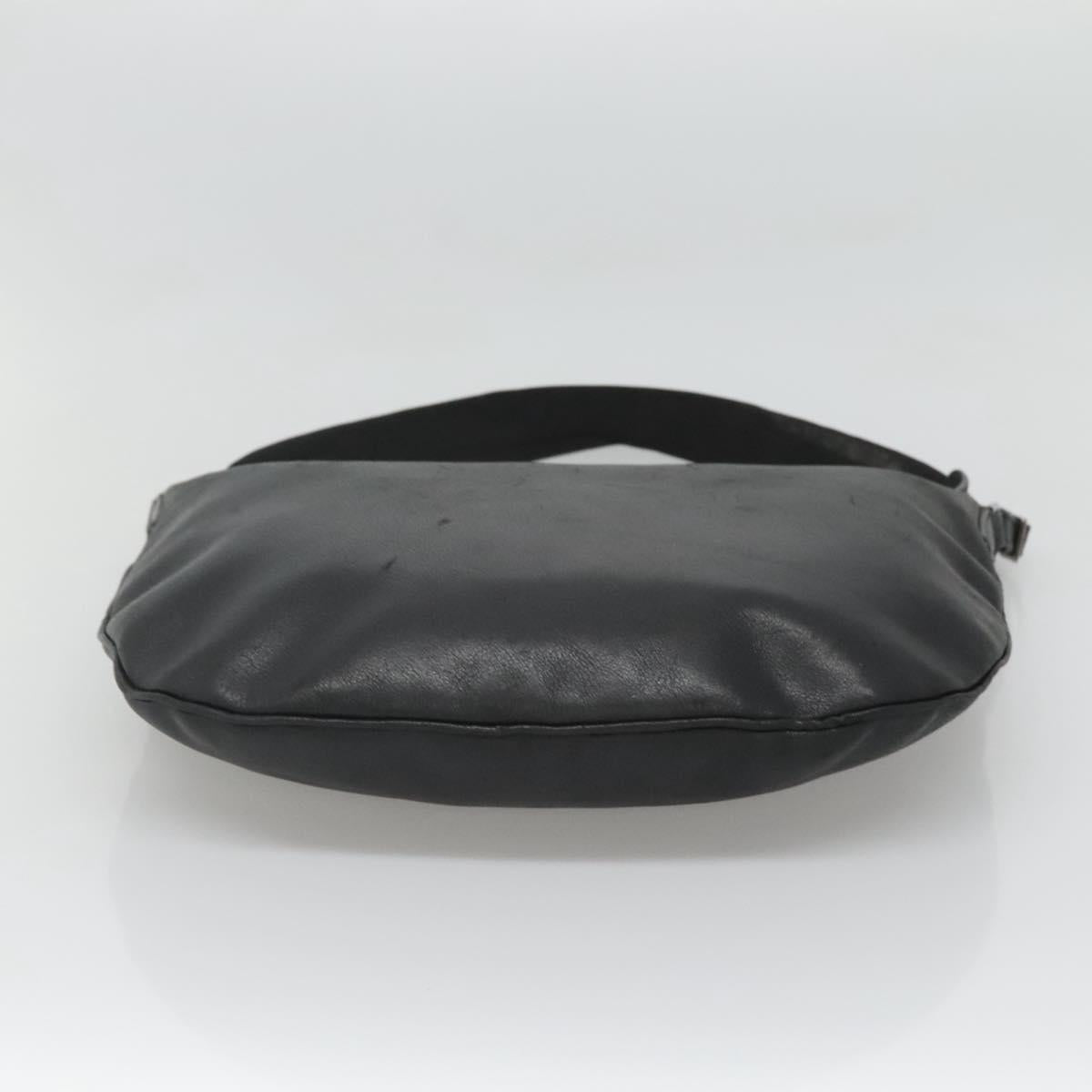 GUCCI Shoulder Bag Leather Black Silver 001 1206 Auth sw739