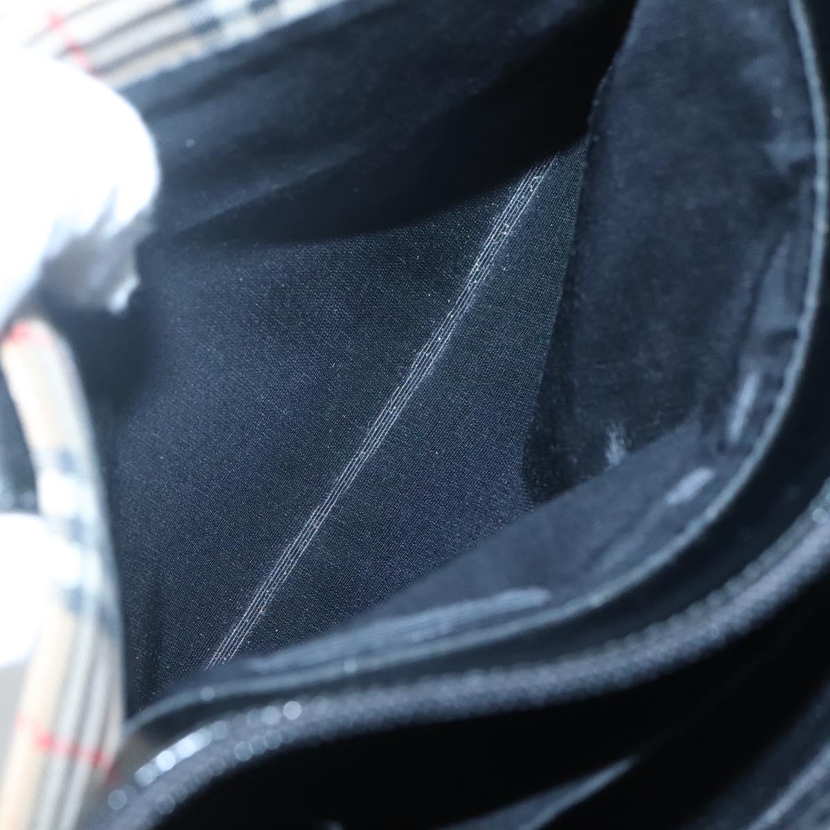 Burberrys Nova Check Hand Bag Canvas Beige Gold Auth sw745