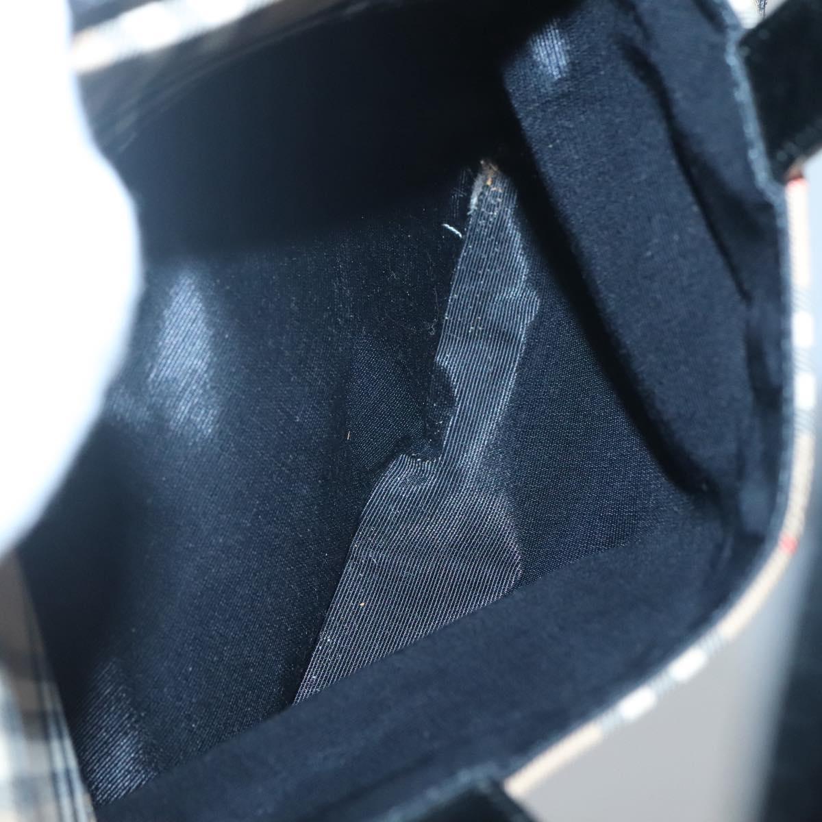 Burberrys Nova Check Hand Bag Canvas Beige Gold Auth sw745