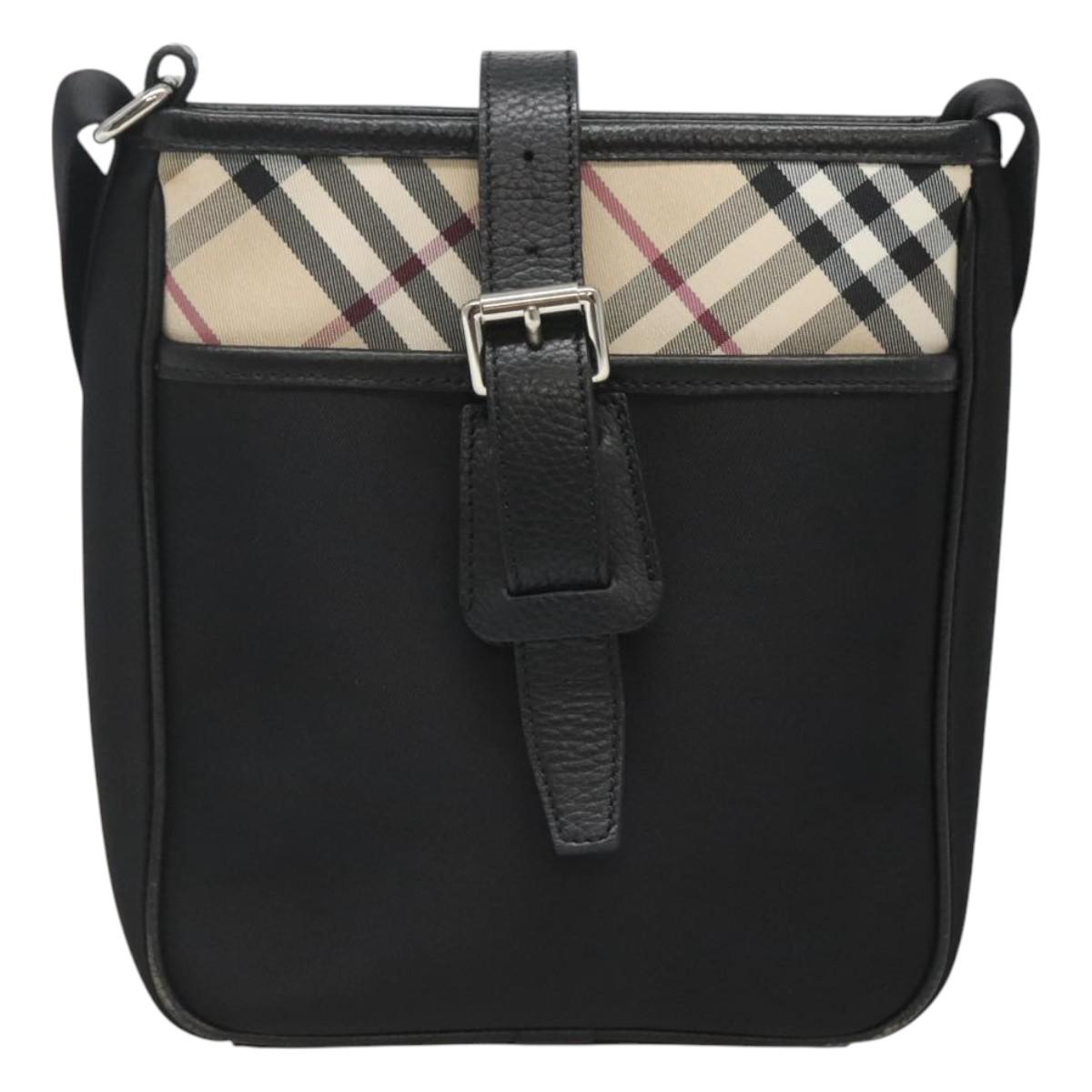 BURBERRY Shoulder Bag Nylon Black Silver Auth sw747