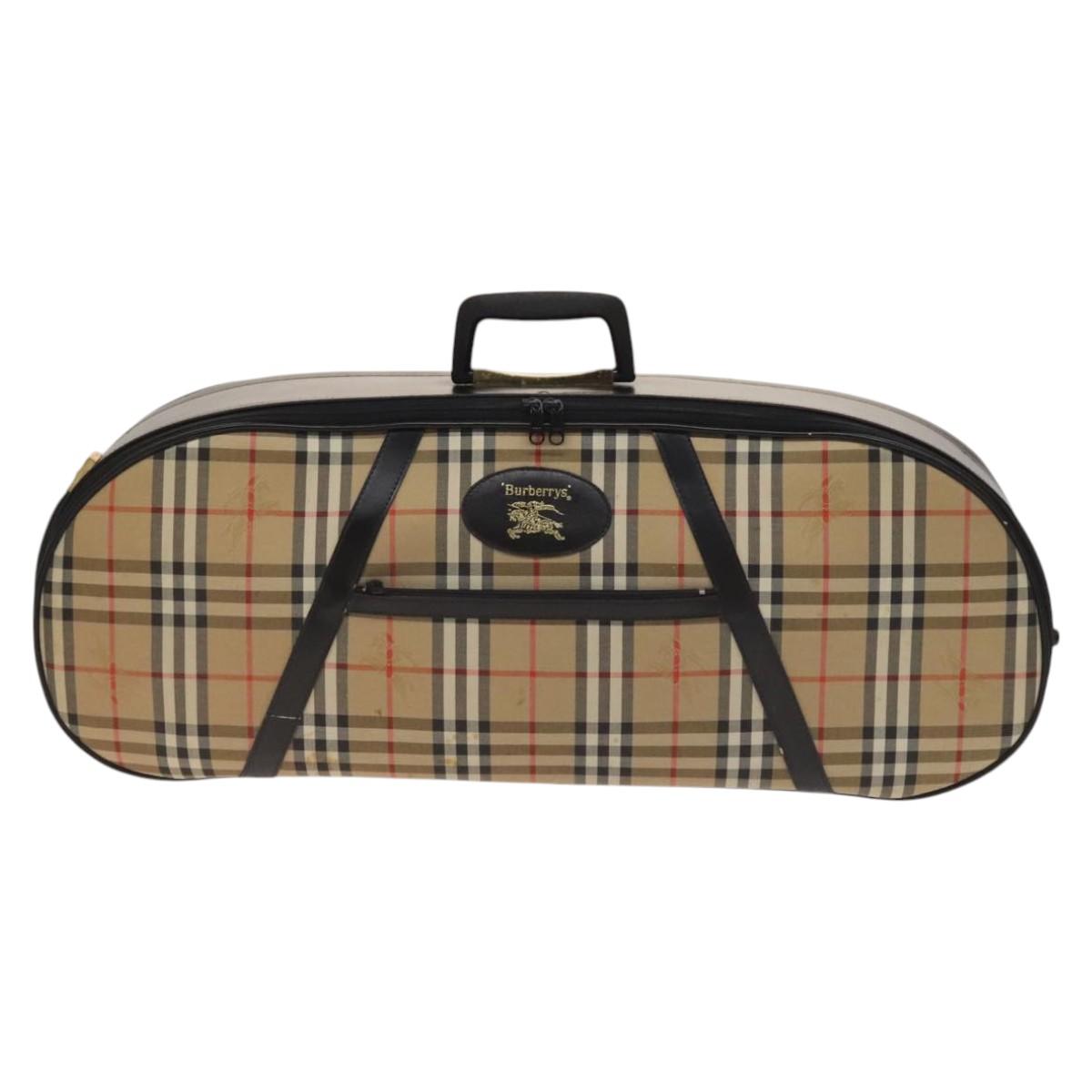 Burberrys Nova Check Violin Cases Leather Beige Gold Auth sw748